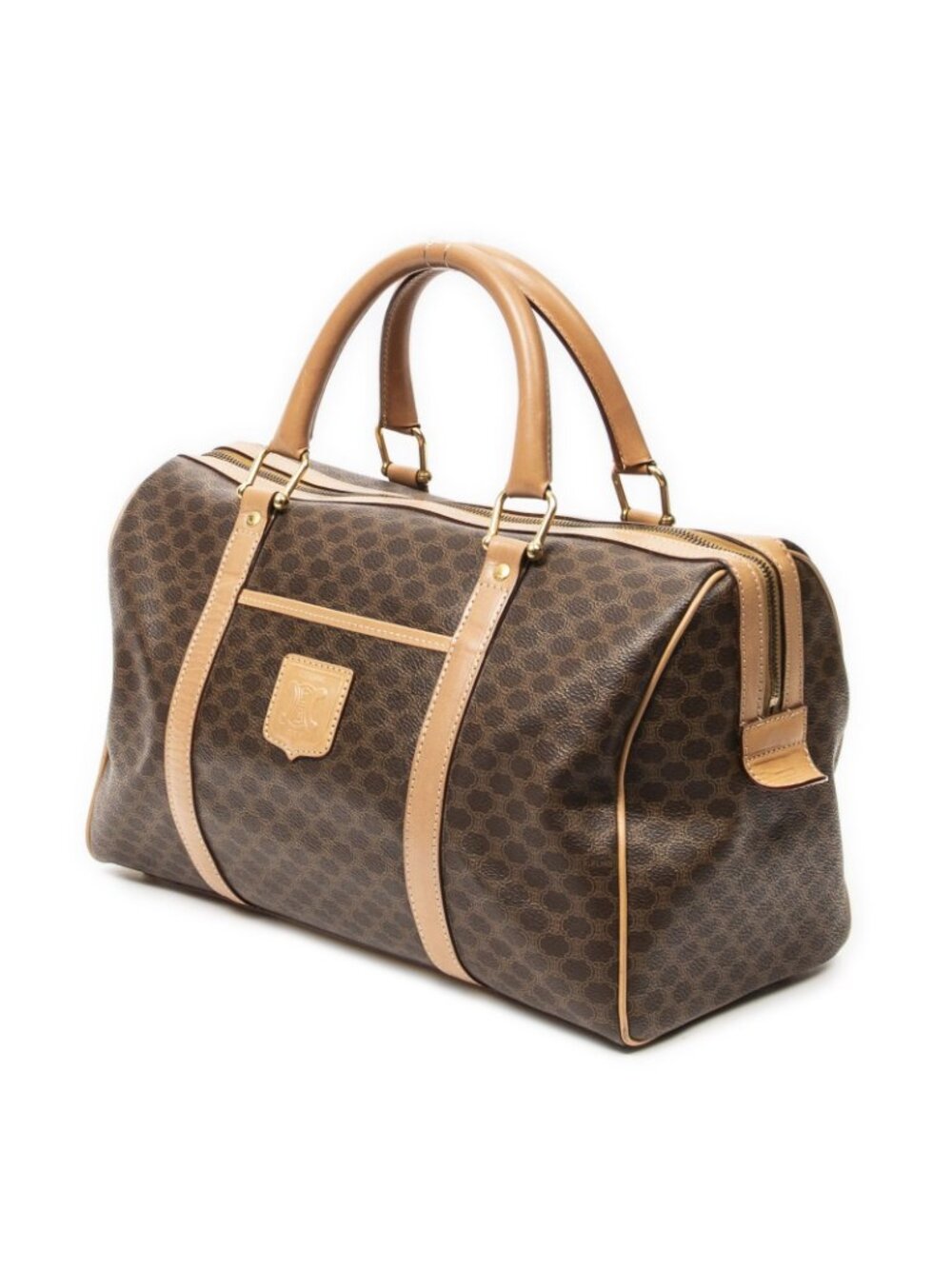 Celine Midi Amboston Brown Beige Macadam Canvas Shoulder Bag - Picture 2 of 10